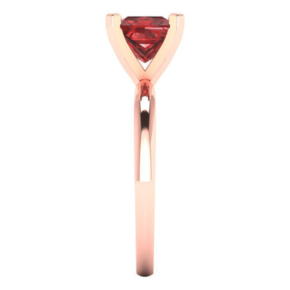 1.5 cttw Natural Garnet Solitaire  Engagement Ring - Solid Gold (Princess Cut,6.5mm)
