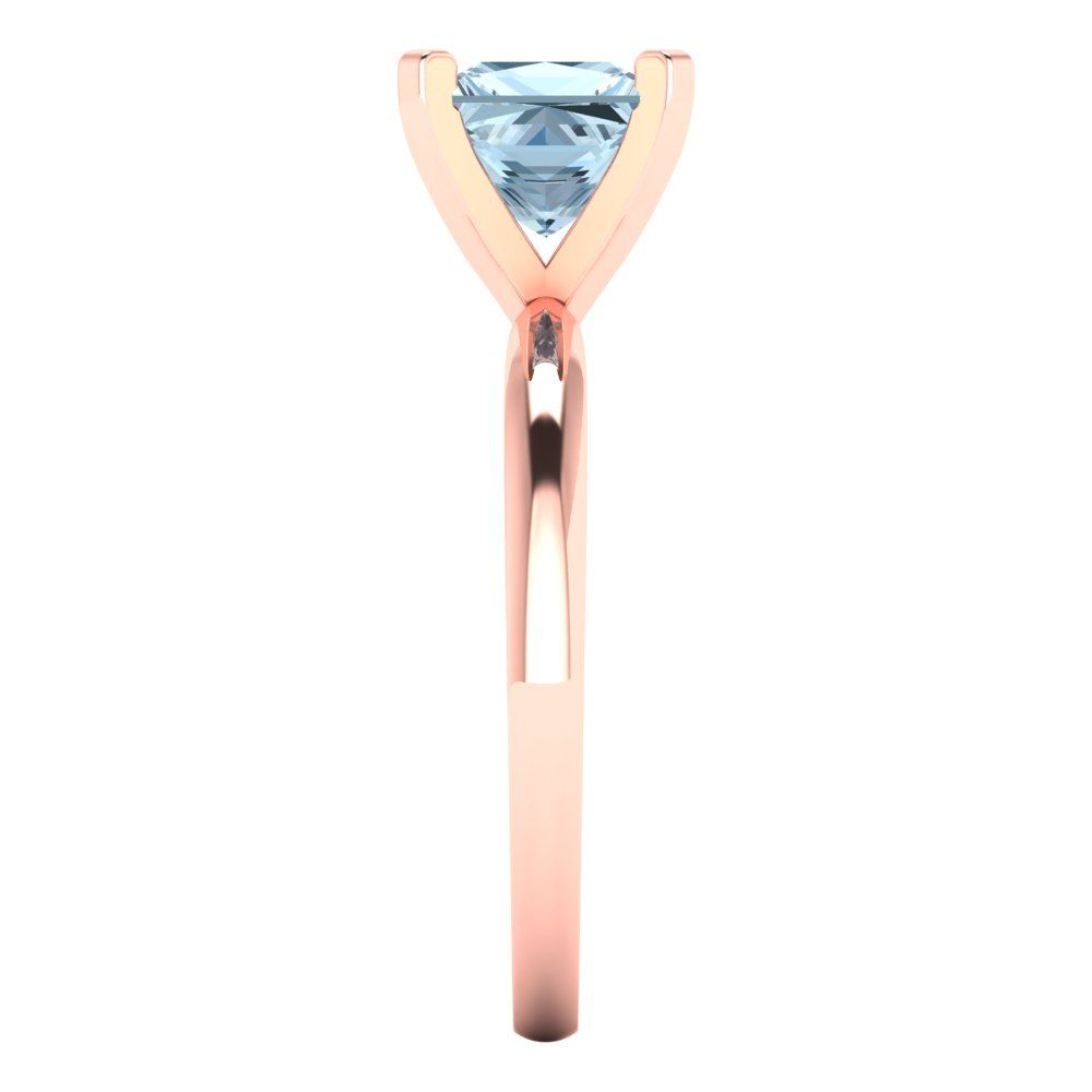 1.5 cttw Natural Sky Blue Topaz Solitaire  Engagement Ring - Solid Gold (Princess Cut,6.5mm)