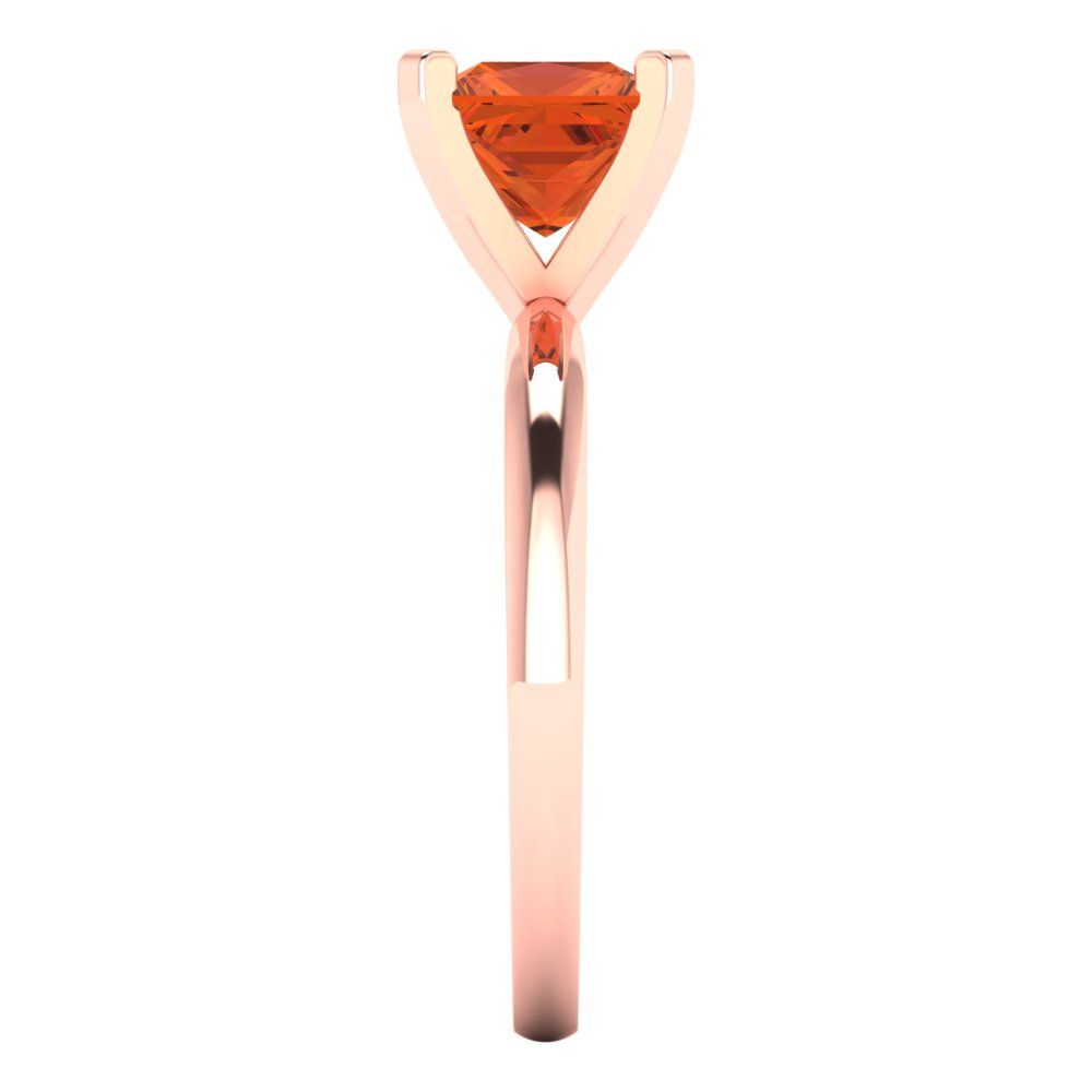 1.5 cttw Zirconia Simulated Red Diamond Solitaire  Engagement Ring - Solid Gold (VVS1, Princess Cut,6.5mm)