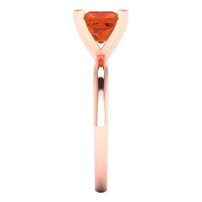 1.5 cttw Zirconia Simulated Red Diamond Solitaire  Engagement Ring - Solid Gold (VVS1, Princess Cut,6.5mm)