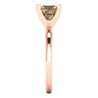 1.5 cttw Zirconia Simulated Champagne Diamond Solitaire  Engagement Ring - Solid Gold (VVS1, Princess Cut,6.5mm)