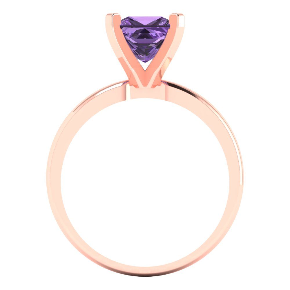 1.5 cttw Simulated Alexandrite Solitaire  Engagement Ring - Solid Gold (Princess Cut,6.5mm)