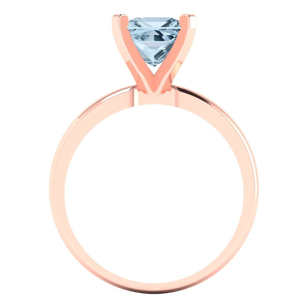 1.5 cttw Natural Sky Blue Topaz Solitaire  Engagement Ring - Solid Gold (Princess Cut,6.5mm)