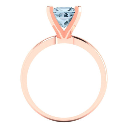 1.5 cttw Natural Sky Blue Topaz Solitaire  Engagement Ring - Solid Gold (Princess Cut,6.5mm)