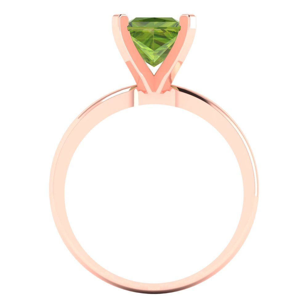 1.5 cttw Natural Peridot Solitaire  Engagement Ring - Solid Gold (Princess Cut,6.5mm)