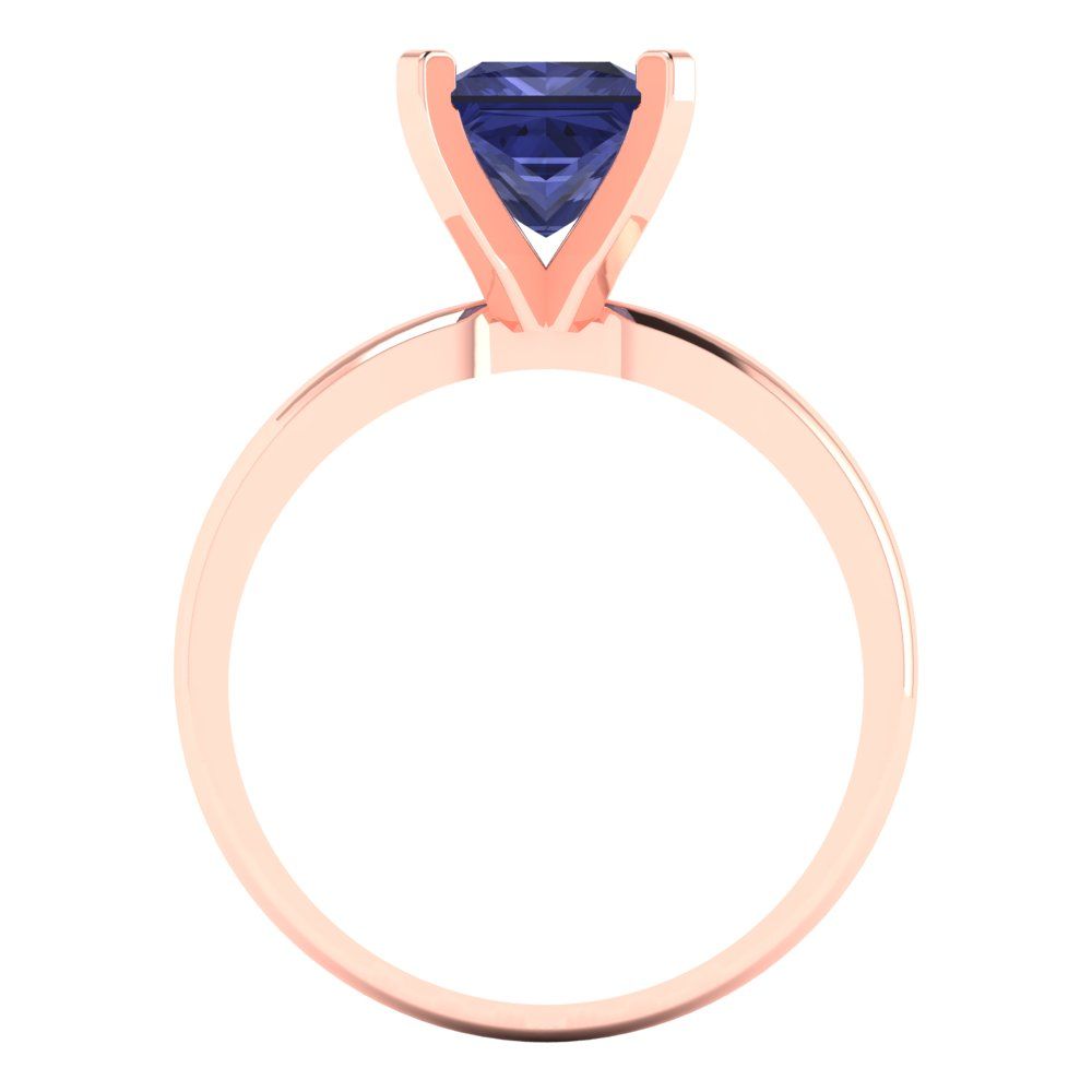 1.5 cttw Simulated Tanzanite Solitaire  Engagement Ring - Solid Gold (Princess Cut,6.5mm)