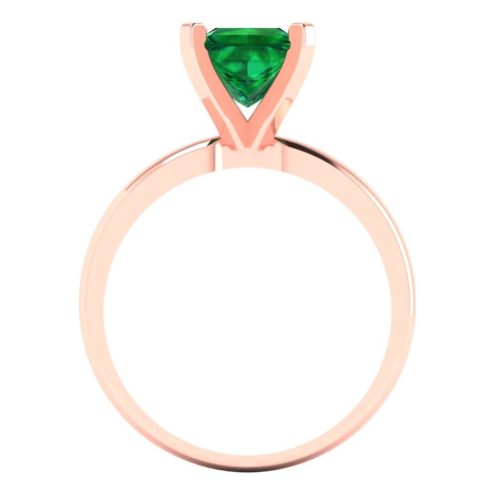 1.5 cttw Simulated Emerald Solitaire  Engagement Ring - Solid Gold (Princess Cut,6.5mm)