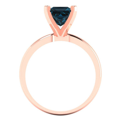1.5 cttw Natural London Blue Topaz Solitaire  Engagement Ring - Solid Gold (Princess Cut,6.5mm)