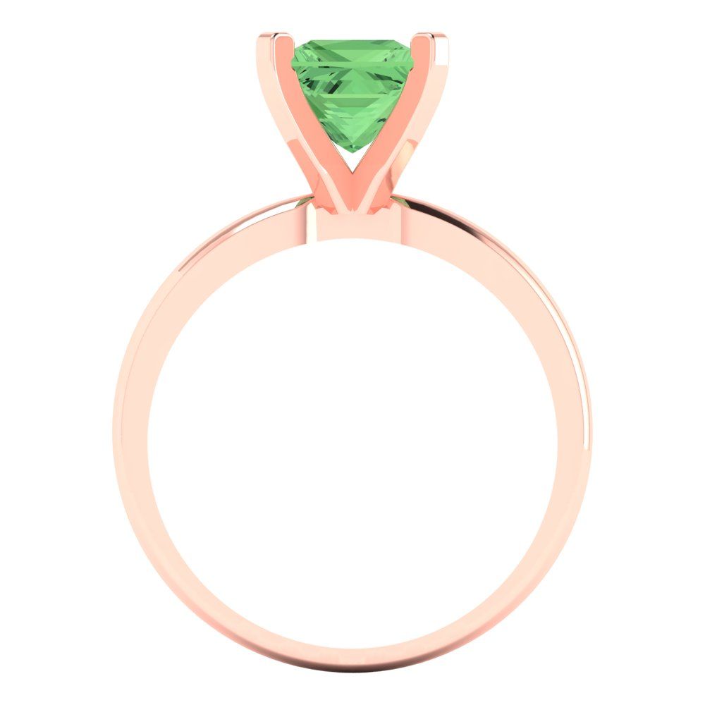 1.5 cttw Zirconia Simulated Green Diamond Solitaire  Engagement Ring - Solid Gold (VVS1, Princess Cut,6.5mm)