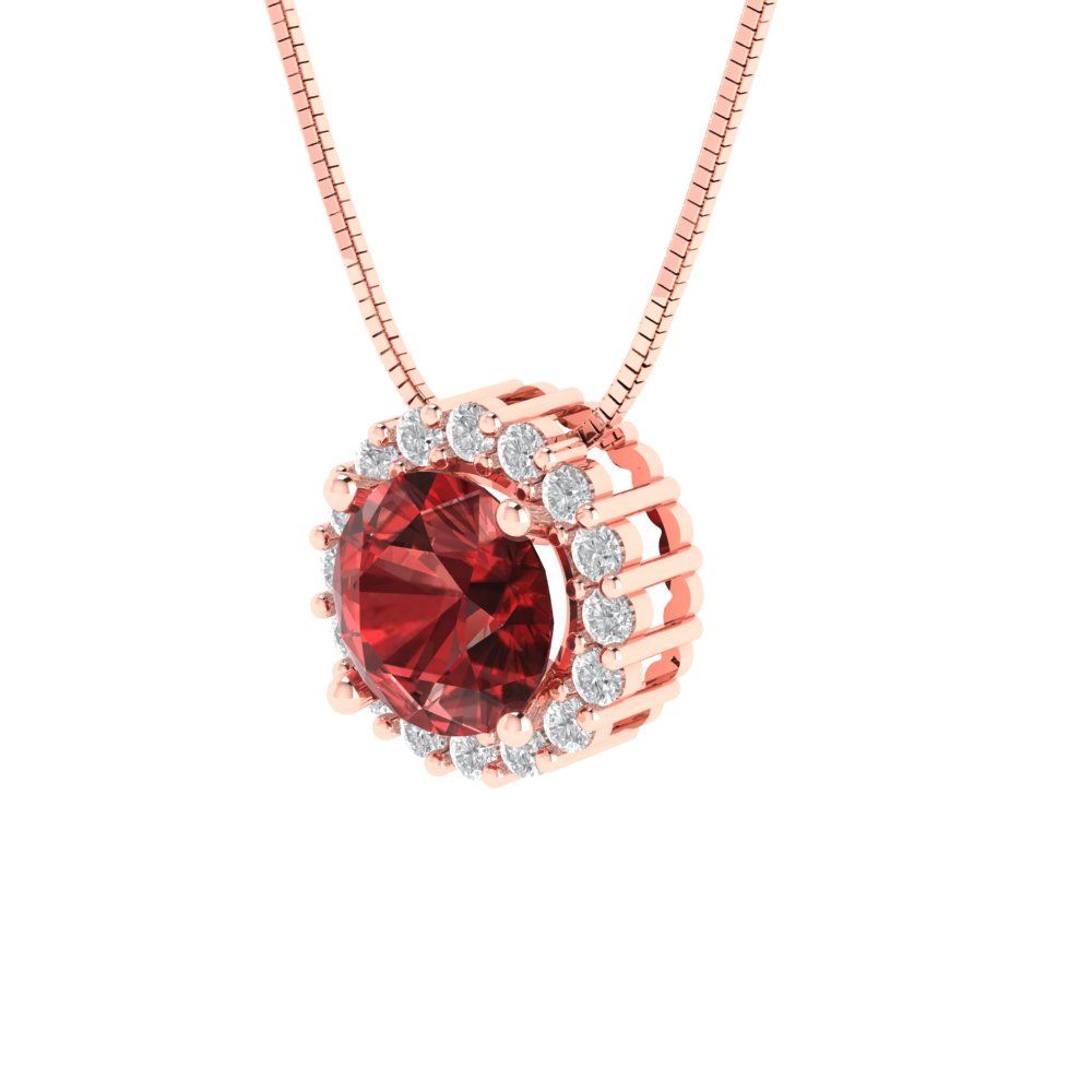 1.16cttw Round Cut Garnet Gold-Plated 925 Silver Pendant and 16" Box-Chain Necklace