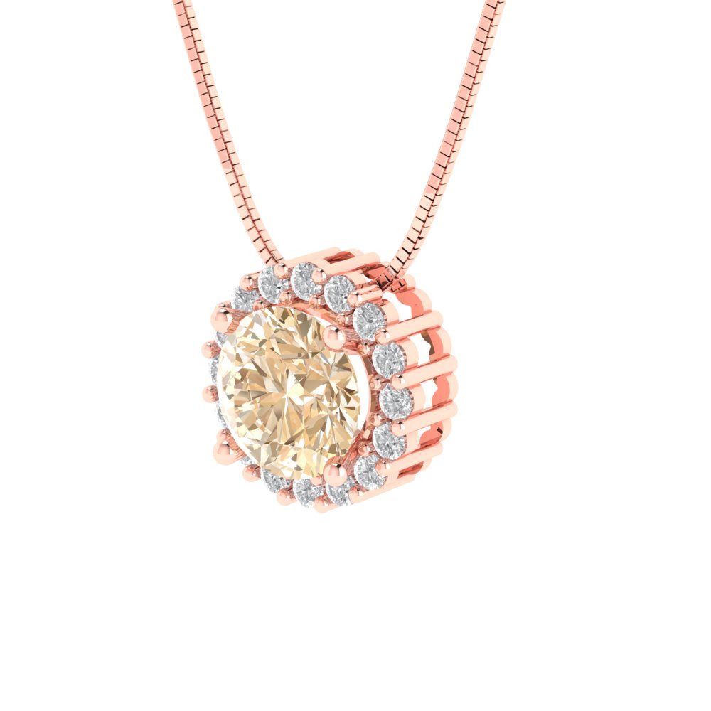 1.16 tcw Necklace Pendant - 14K White Gold Round Cut Halo Morganite - Adjustable Length - 15in Box Chain to 18in