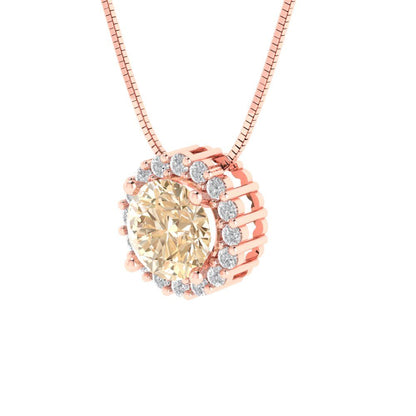 1.16 tcw Necklace Pendant - 14K White Gold Round Cut Halo Morganite - Adjustable Length - 15in Box Chain to 18in