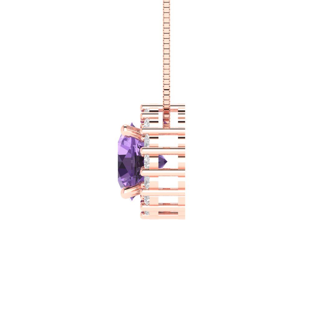 1.16 tcw Necklace Pendant - 14K White Gold Round Cut Halo Alexandrite - Adjustable Length - 15in Box Chain to 18in