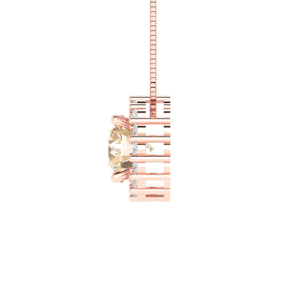 1.16 tcw Necklace Pendant - 14K White Gold Round Cut Halo Morganite - Adjustable Length - 15in Box Chain to 18in