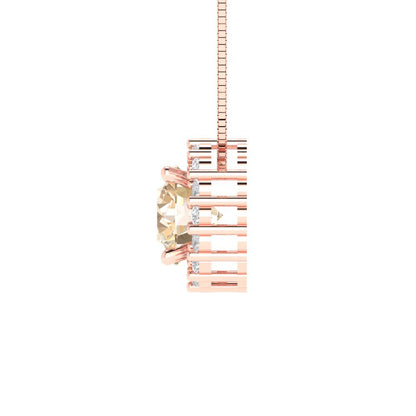 1.16 tcw Necklace Pendant - 14K White Gold Round Cut Halo Morganite - Adjustable Length - 15in Box Chain to 18in