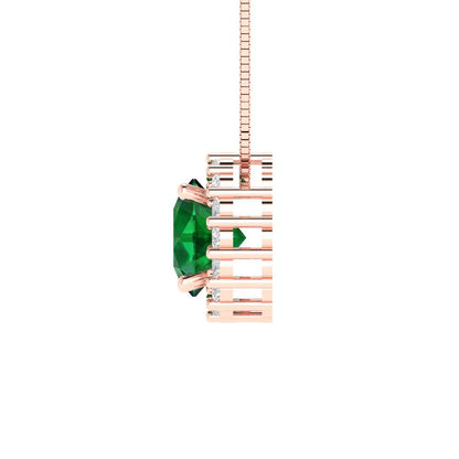 1.16cttw Round Cut Emerald Gold-Plated 925 Silver Pendant and 16" Box-Chain Necklace