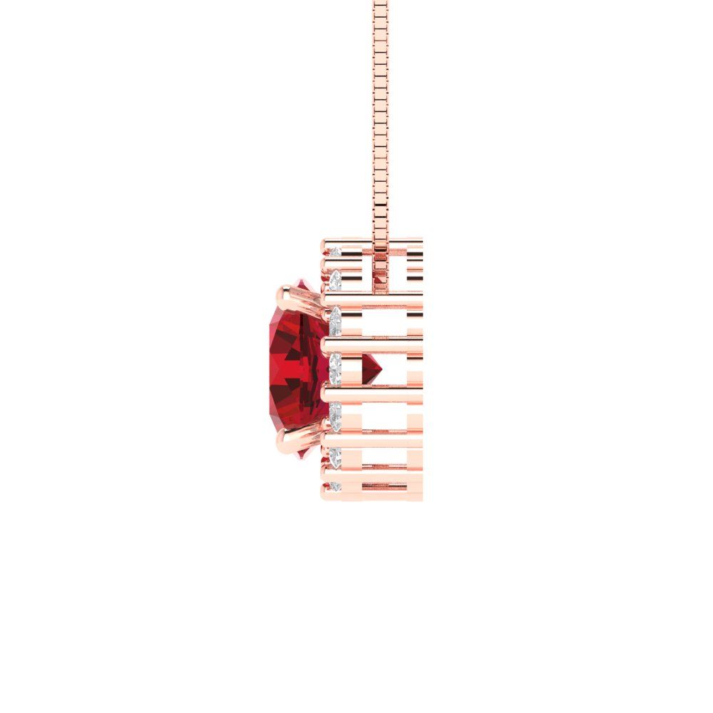 1.16 tcw Necklace Pendant - 14K White Gold Round Cut Halo Pink Tourmaline - Adjustable Length - 15in Box Chain to 18in