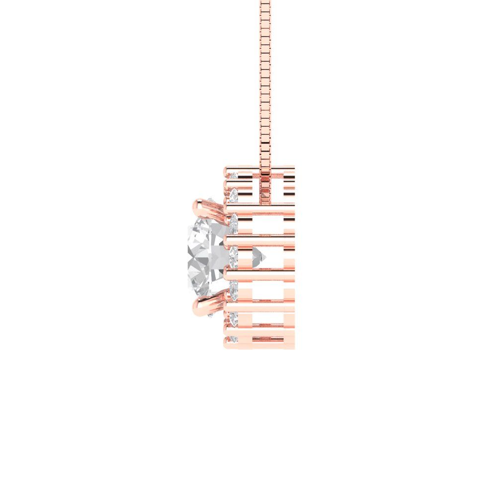 1.16 tcw Necklace Pendant - 14K White Gold Round Cut Halo Moissanite - Adjustable Length - 15in Box Chain to 18in