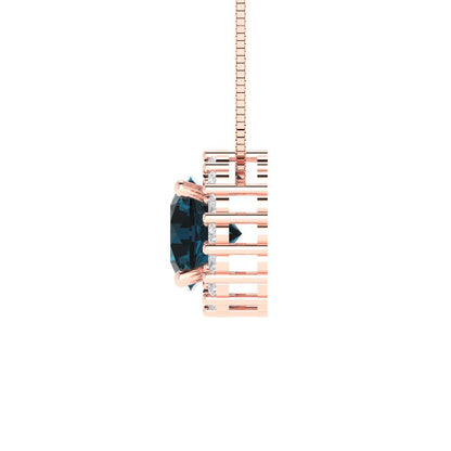 1.16 tcw Necklace Pendant - 14K White Gold Round Cut Halo London - Adjustable Length - 15in Box Chain to 18in