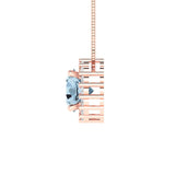 1.24 ct Brilliant Round Cut Halo Natural Swiss Blue Topaz Stone Rose Gold Pendant with 16" Chain