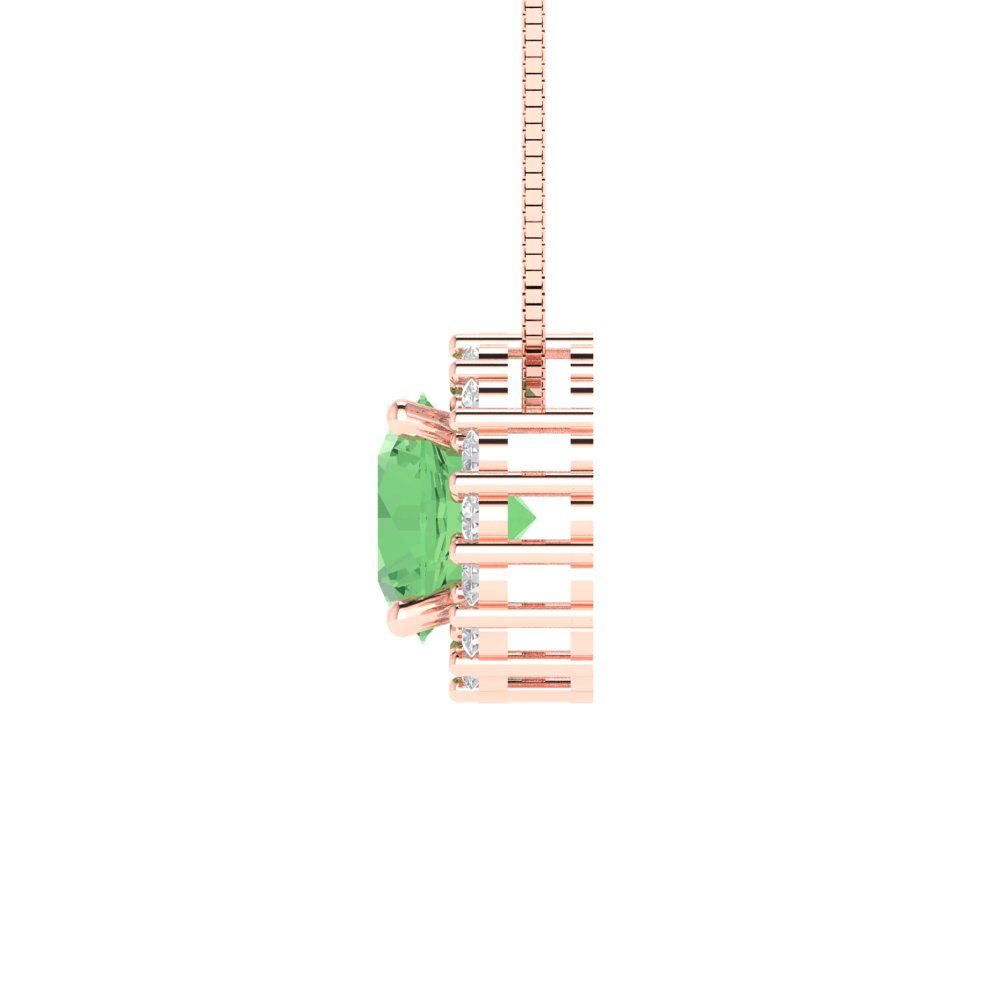 1.16 tcw Necklace Pendant - 14K White Gold Round Cut Halo Green - Adjustable Length - 15in Box Chain to 18in