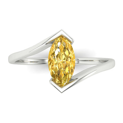 1 cttw Zirconia Simulated Yellow Diamond Solitaire  Engagement Ring - Solid Gold (VVS1, Marquise Cut,10x8mm )