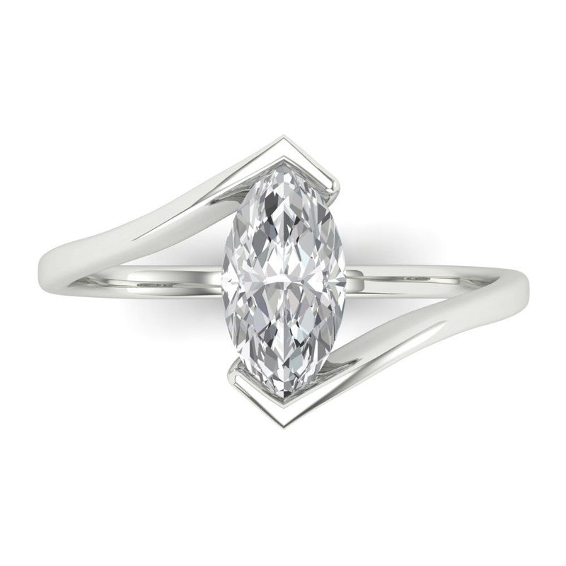 2 ct Brilliant Marquise Cut Natural Diamond Stone Clarity SI1-2 Color G-H White Gold Solitaire Ring