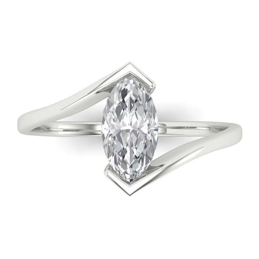 1 cttw Certified Moissanite Solitaire  Engagement Ring - Solid Gold (VVS1, D-F,Marquise Cut,10x8mm )