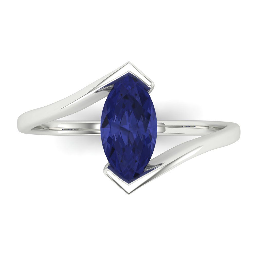 1 cttw Simulated Tanzanite Solitaire  Engagement Ring - Solid Gold (Marquise Cut,10x8mm )