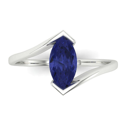 1 cttw Simulated Tanzanite Solitaire  Engagement Ring - Solid Gold (Marquise Cut,10x8mm )