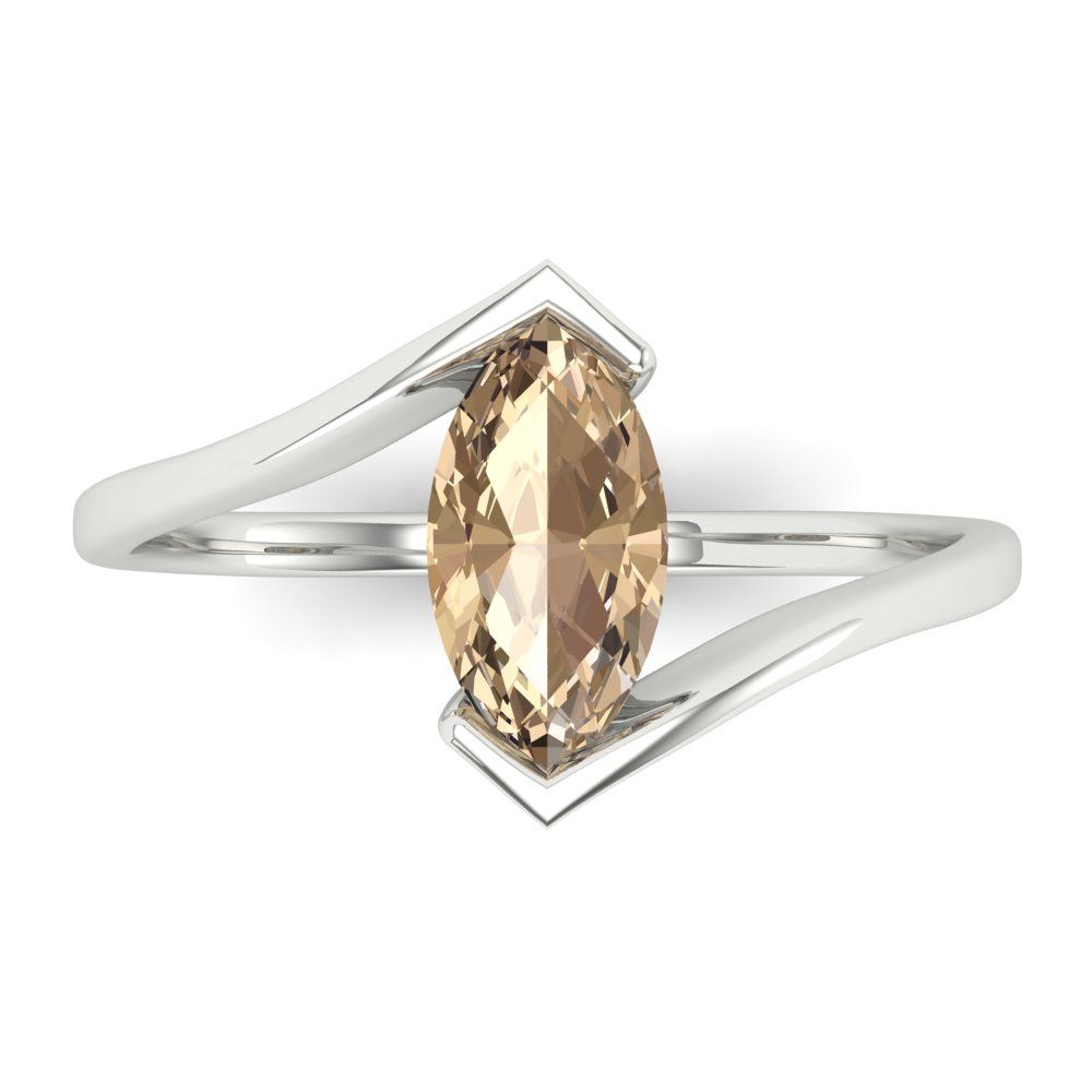 1 cttw Yellow Moissanite Solitaire  Engagement Ring - Solid Gold (Marquise Cut,10x8mm )