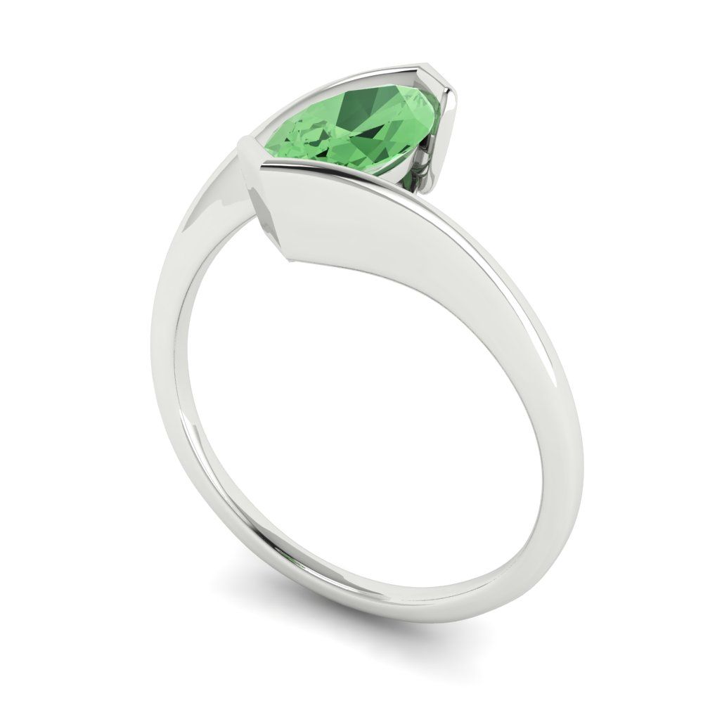 1 cttw Zirconia Simulated Green Diamond Solitaire  Engagement Ring - Solid Gold (VVS1, Marquise Cut,10x8mm )