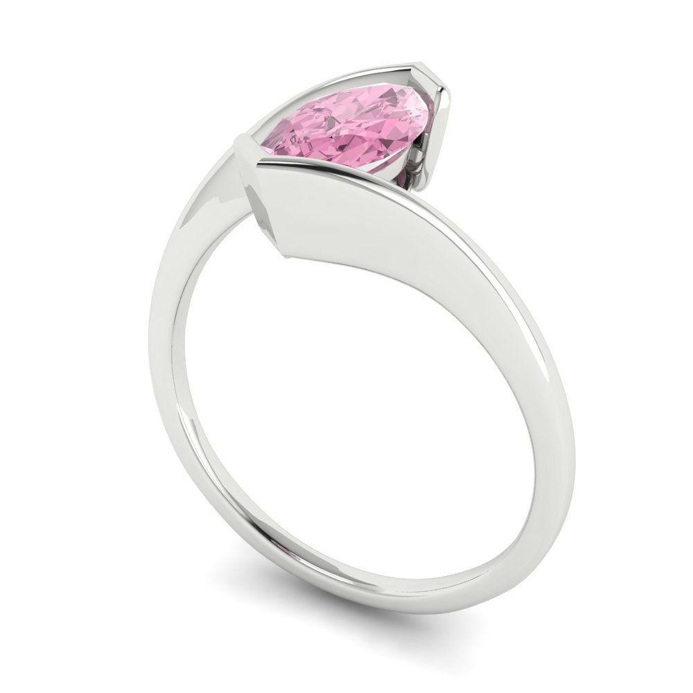 1 cttw Zirconia Simulated Pink Diamond Solitaire  Engagement Ring - Solid Gold (VVS1, Marquise Cut,10x8mm )