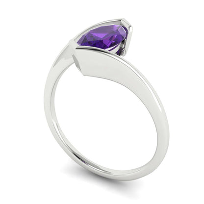 1 cttw Natural Amethyst Solitaire  Engagement Ring - Solid White Gold (VVS1, Marquise Cut,10x8mm )