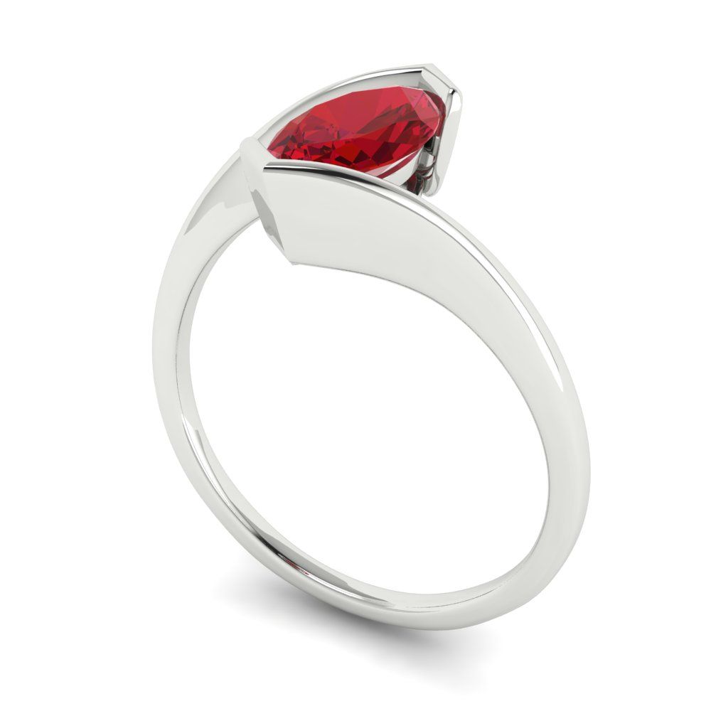 1 cttw Simulated Ruby Solitaire  Engagement Ring - Solid White Gold (VVS1, Marquise Cut,10x8mm )