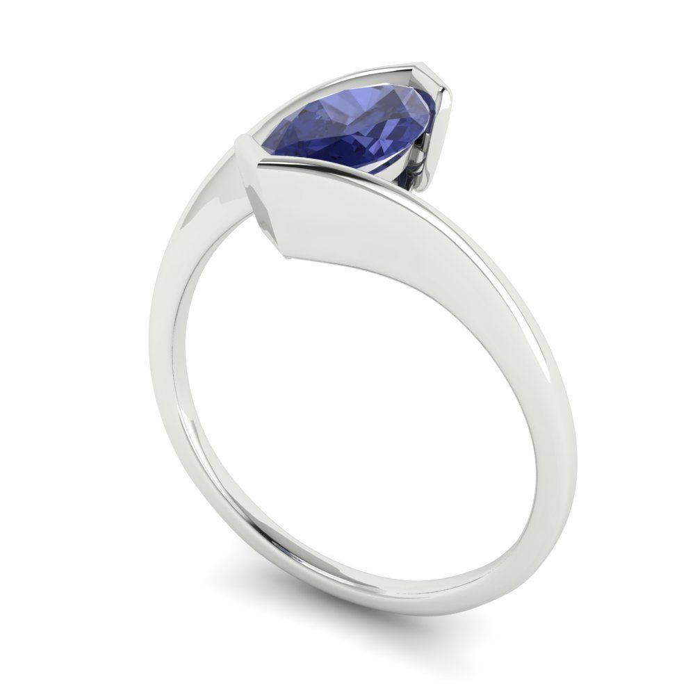 1 cttw Simulated Tanzanite Solitaire  Engagement Ring - Solid Gold (Marquise Cut,10x8mm )