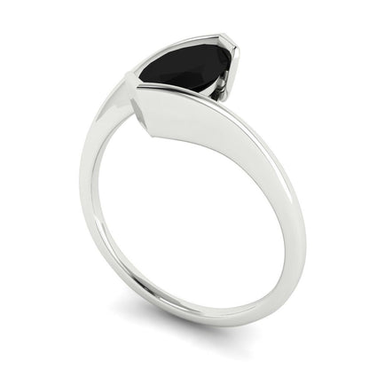 1 cttw Natural Onyx Solitaire  Engagement Ring - Solid White Gold (VVS1, Marquise Cut,10x8mm )