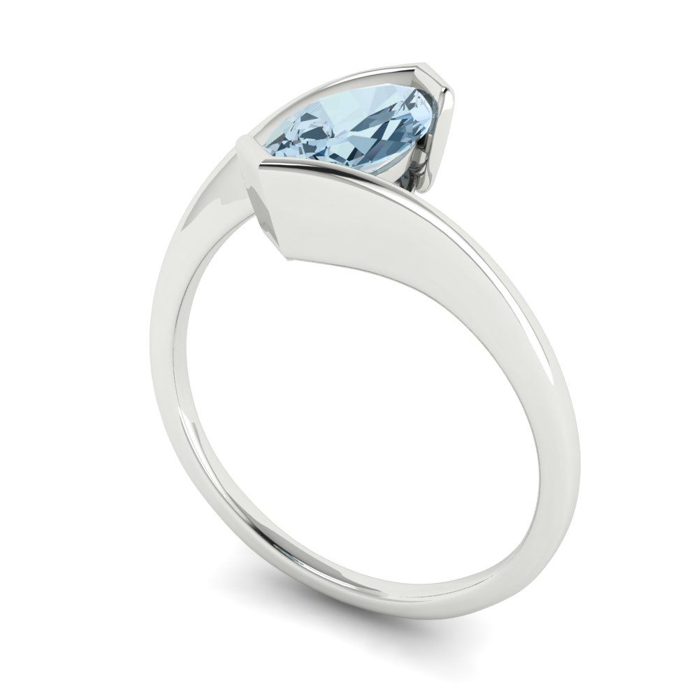 1 cttw Zirconia Simulated Blue Diamond Solitaire  Engagement Ring - Solid Gold (VVS1, Marquise Cut,10x8mm )