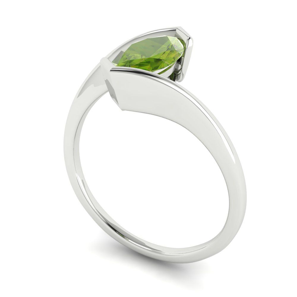 1 cttw Natural Peridot Solitaire  Engagement Ring - Solid Gold (Marquise Cut,10x8mm )