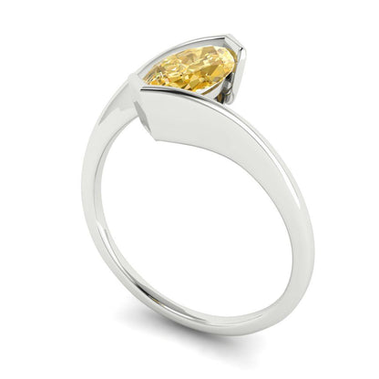 1 cttw Natural Citrine Solitaire  Engagement Ring - Solid White Gold (VVS1, Marquise Cut,10x8mm )