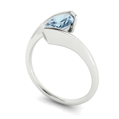 1 cttw Natural Sky Blue Topaz Solitaire  Engagement Ring - Solid Gold (Marquise Cut,10x8mm )
