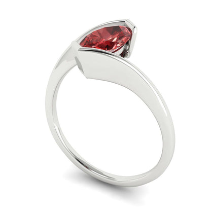 1 cttw Natural Garnet Solitaire  Engagement Ring - Solid White Gold (VVS1, Marquise Cut,10x8mm )
