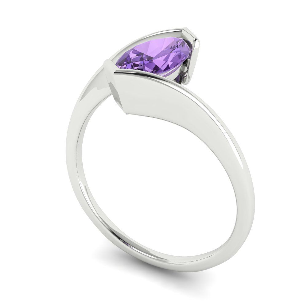 1 cttw Simulated Alexandrite Solitaire  Engagement Ring - Solid White Gold (VVS1, Marquise Cut,10x8mm )