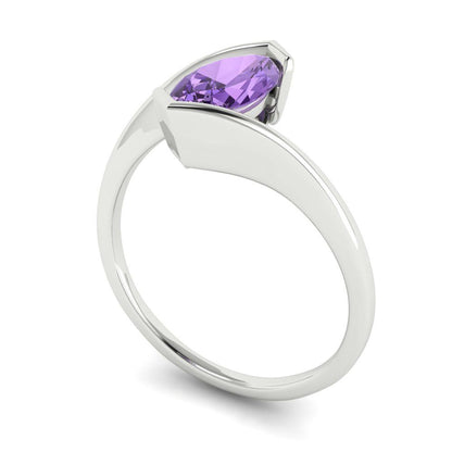 1 cttw Simulated Alexandrite Solitaire  Engagement Ring - Solid White Gold (VVS1, Marquise Cut,10x8mm )