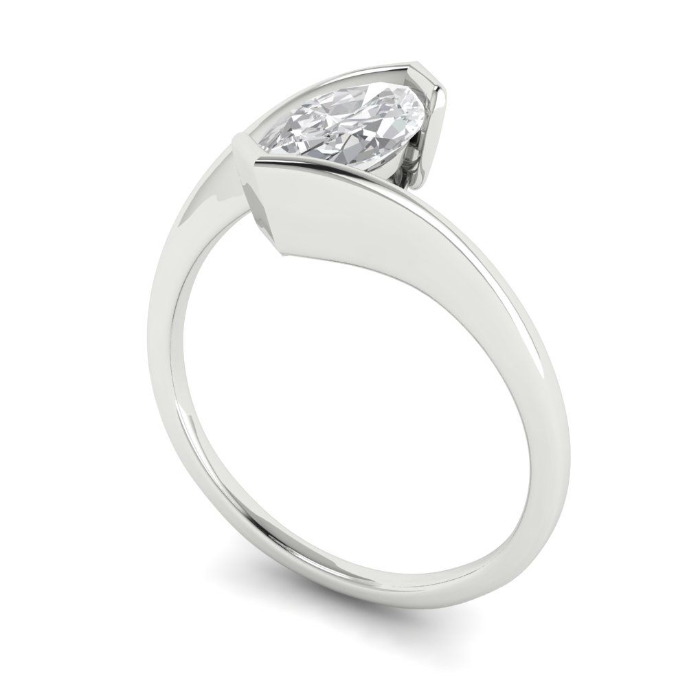 1 cttw White Sapphire Solitaire  Engagement Ring - Solid Gold (Marquise Cut,10x8mm )