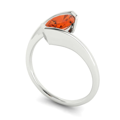 1 cttw Zirconia Simulated Red Diamond Solitaire  Engagement Ring - Solid White Gold (VVS1, Marquise Cut,10x8mm )