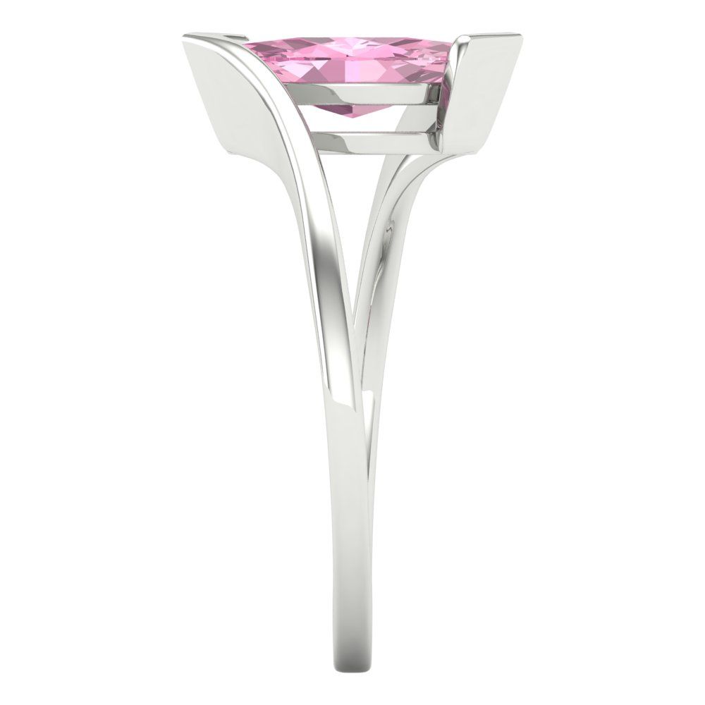 1 cttw Zirconia Simulated Pink Diamond Solitaire  Engagement Ring - Solid Gold (VVS1, Marquise Cut,10x8mm )