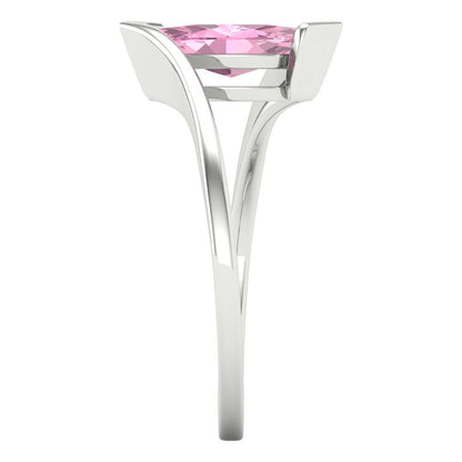 1 cttw Zirconia Simulated Pink Diamond Solitaire  Engagement Ring - Solid Gold (VVS1, Marquise Cut,10x8mm )
