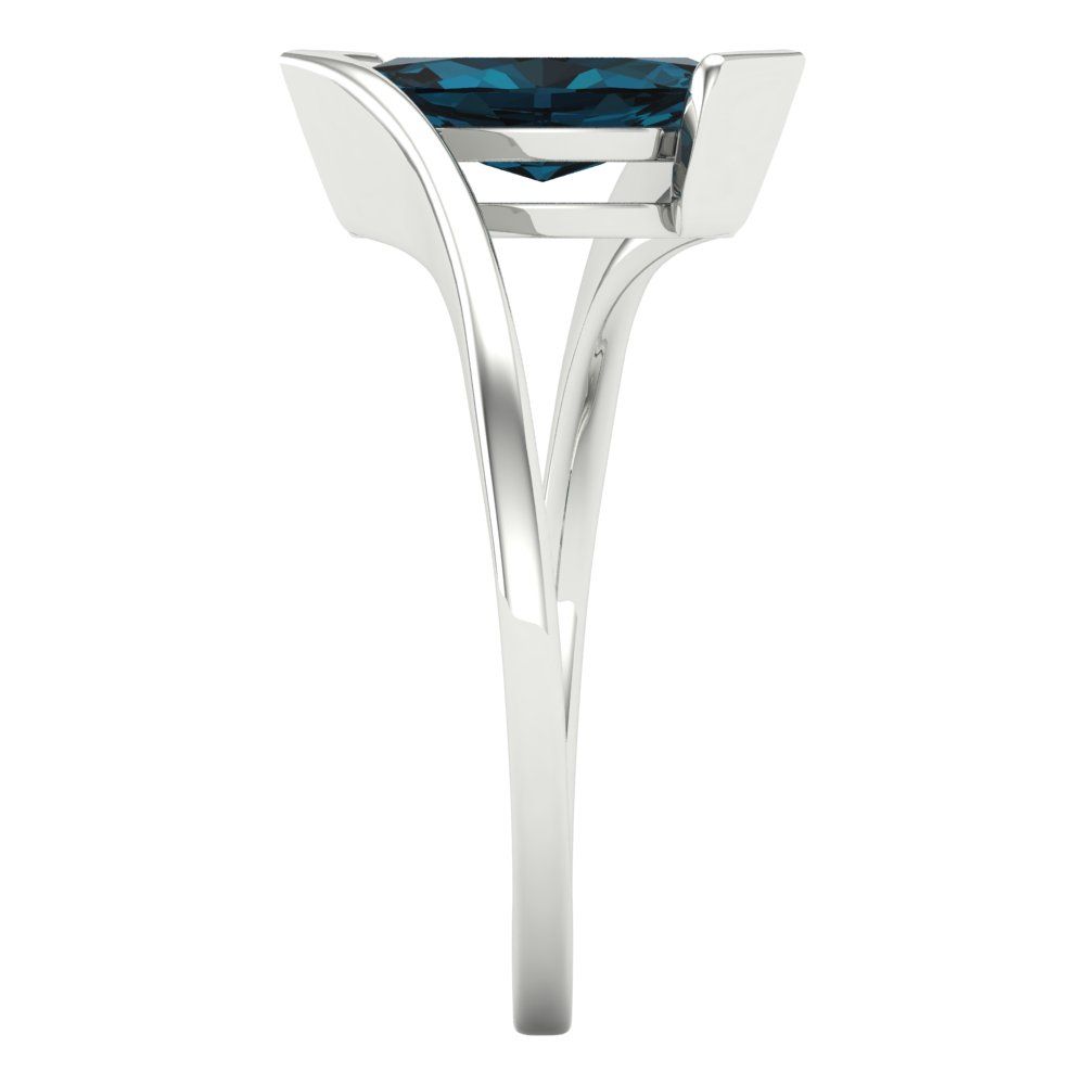 1 cttw Natural London Blue Topaz Solitaire  Engagement Ring - Solid Gold (Marquise Cut,10x8mm )