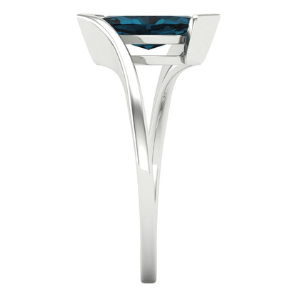 1 cttw Natural London Blue Topaz Solitaire  Engagement Ring - Solid Gold (Marquise Cut,10x8mm )
